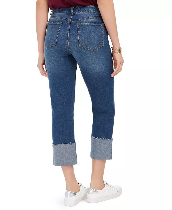 Style & Co Women's High-Rise Crop Straight-Leg Jeans  Blue Size 2