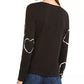 INC International Concepts Women's Printed Tie-Dyed Hearts Sweatshirt Black Size Medium