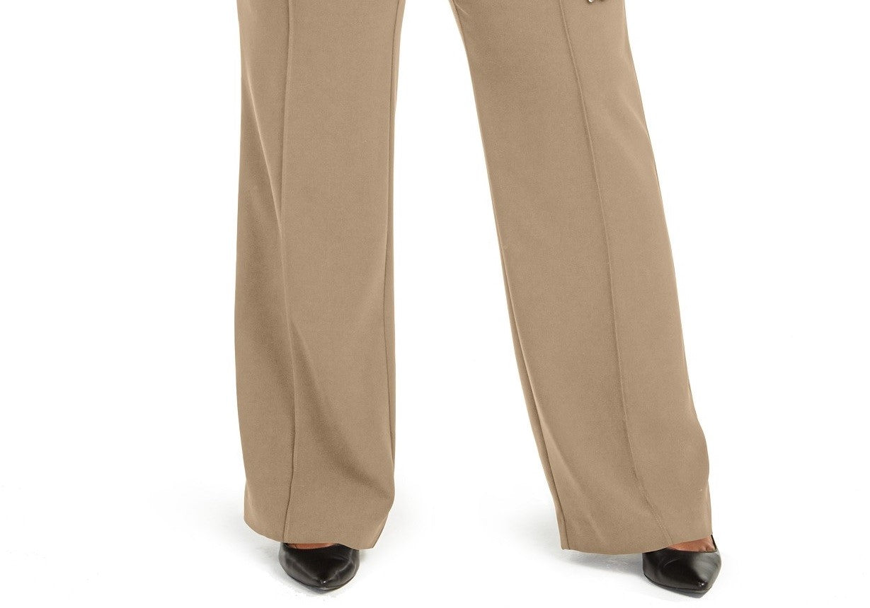 Alfani Women's Plus Size High-Rise Trousers Medium Brown Size Small