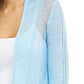 Alfani Women's Mixed-Stitch Open-Front Linen-Blend Cardigan Blue Size Small