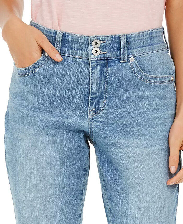 Style & Co Women's Distressed Curvy Jeans Blue Size 10