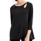 Alfani Women's Keyhole-Cutout 3/4-Sleeve Top Black Size Extra Large