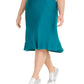 INC International Concepts Women's Plus Bias-Cut Midi Skirt Blue Size Extra Large