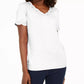Karen Scott Women's Cotton Scalloped V-Neck T-Shirt White Size XX Large