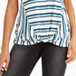 Style & Co Women's Striped Twist Front Top Blue Size Large