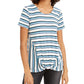 Style & Co Women's Striped Twist-Front Top Dark Blue Size Medium