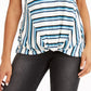 Style & Co Women's Striped Twist-Front Top Dark Blue Size Medium
