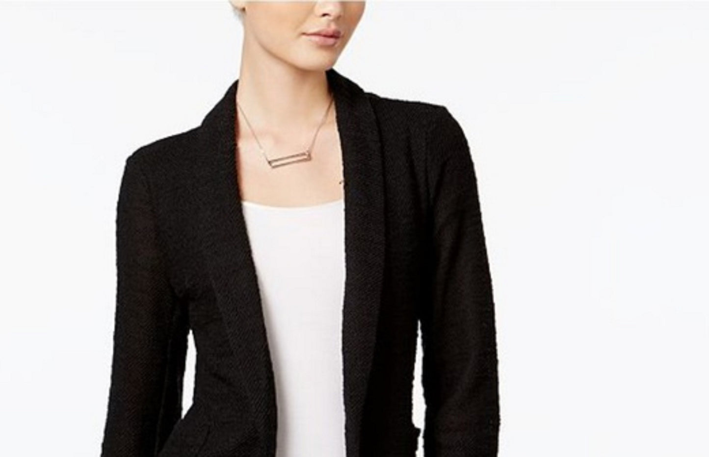 Maison Jules Women's 3/4 Sleeve Knit Blazer Black Size X-Small