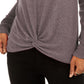 Bcx Women's Textured Cowlneck Twist-Front Sweater Gray Size Medium