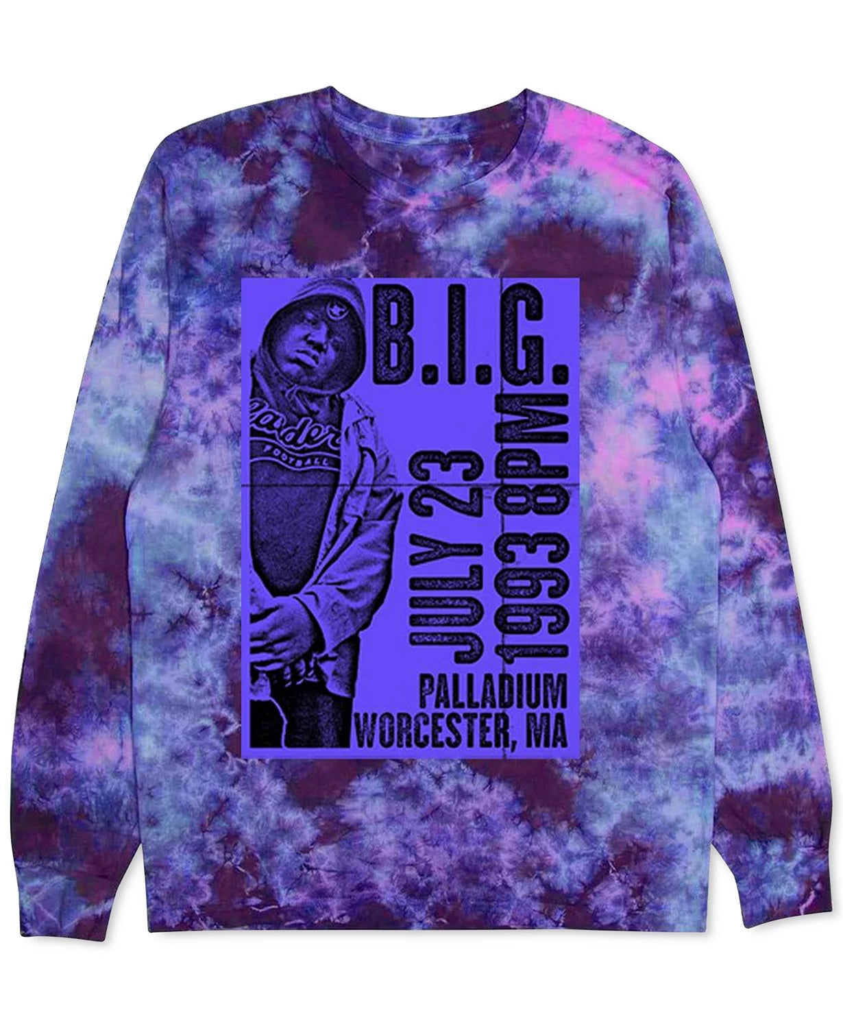 Merch Traffic Men's B.I.G. Palladium Long Sleeve Graphic T-Shirt Purple Size X-Large