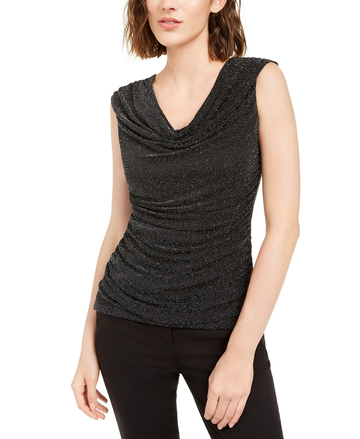 BCX Juniors' Shine Ring Detail Blouse Black Size Extra Large