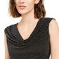 BCX Juniors' Shine Ring Detail Blouse Black Size Extra Large