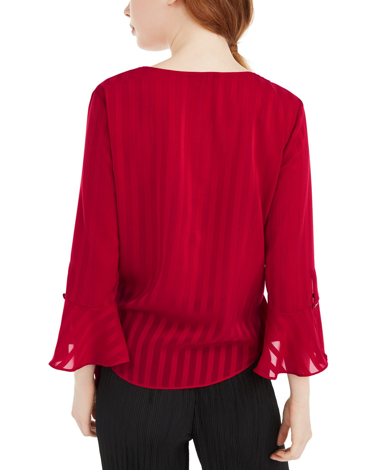 BCX Juniors' Women's Bell-Sleeve Wrap Top Red Size Small