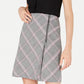 Bar III Women's Zipper-Detail Plaid Skirt Black Size 12