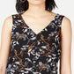 Bar III Women's Printed Sleeveless V-Neck Top  Black Size Extra Small