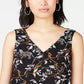Bar III Women's Printed Sleeveless V-Neck Top Black Size Medium