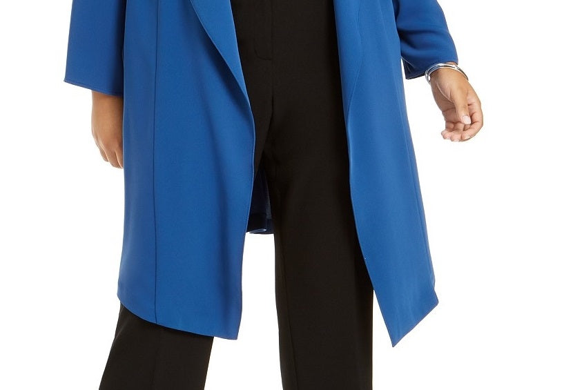 नाइन वेस्ट विमेन प्लस साइज़ ओपन-फ्रंट इलास्टिक-बैक कार्डिगन मीडियम ब्लू साइज़ 2X