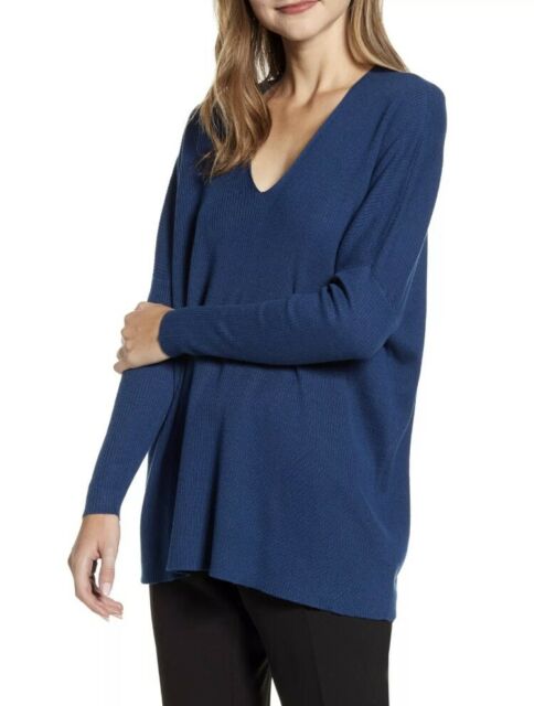 Anne Klein Women's Rib V-Neck Sweater Dark Blue Size 2 Extra Large