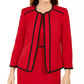 Kasper Women's Petite Piping-Trim Collarless Blazer Red Size 12 P