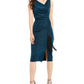 INC International Concepts Women's Belted Cowlneck Shimmer Dress Blue Size 8