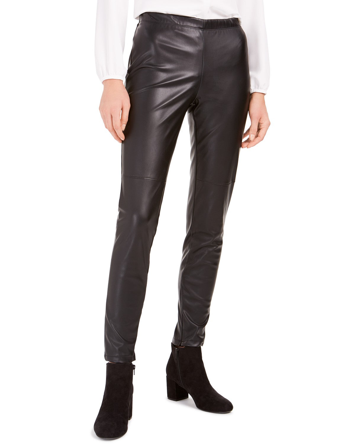 Bar III Women's Faux-Leather Skinny Pants Black Size Small