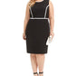 Kasper Women's Plus Size Piped Crepe Sheath Dress Black Size 14
