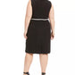 Kasper Women's Plus Size Piped Crepe Sheath Dress Black Size 14