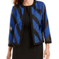 Kasper Women's Organza Mixed-Texture Flyaway Jacket Blue Size 10