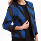 Kasper Women's Organza Mixed-Texture Flyaway Jacket Blue Size 10