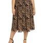 Anne Klein Women's Plus Size Printed Pleated A-Line Skirt Beigekhaki Size 2X