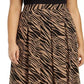 Anne Klein Women's Plus Size Printed Pleated A-Line Skirt Beigekhaki Size 2X
