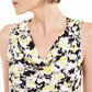 Kasper Women's Drape Neck Floral Print Top Medium Yellow Size X-Small