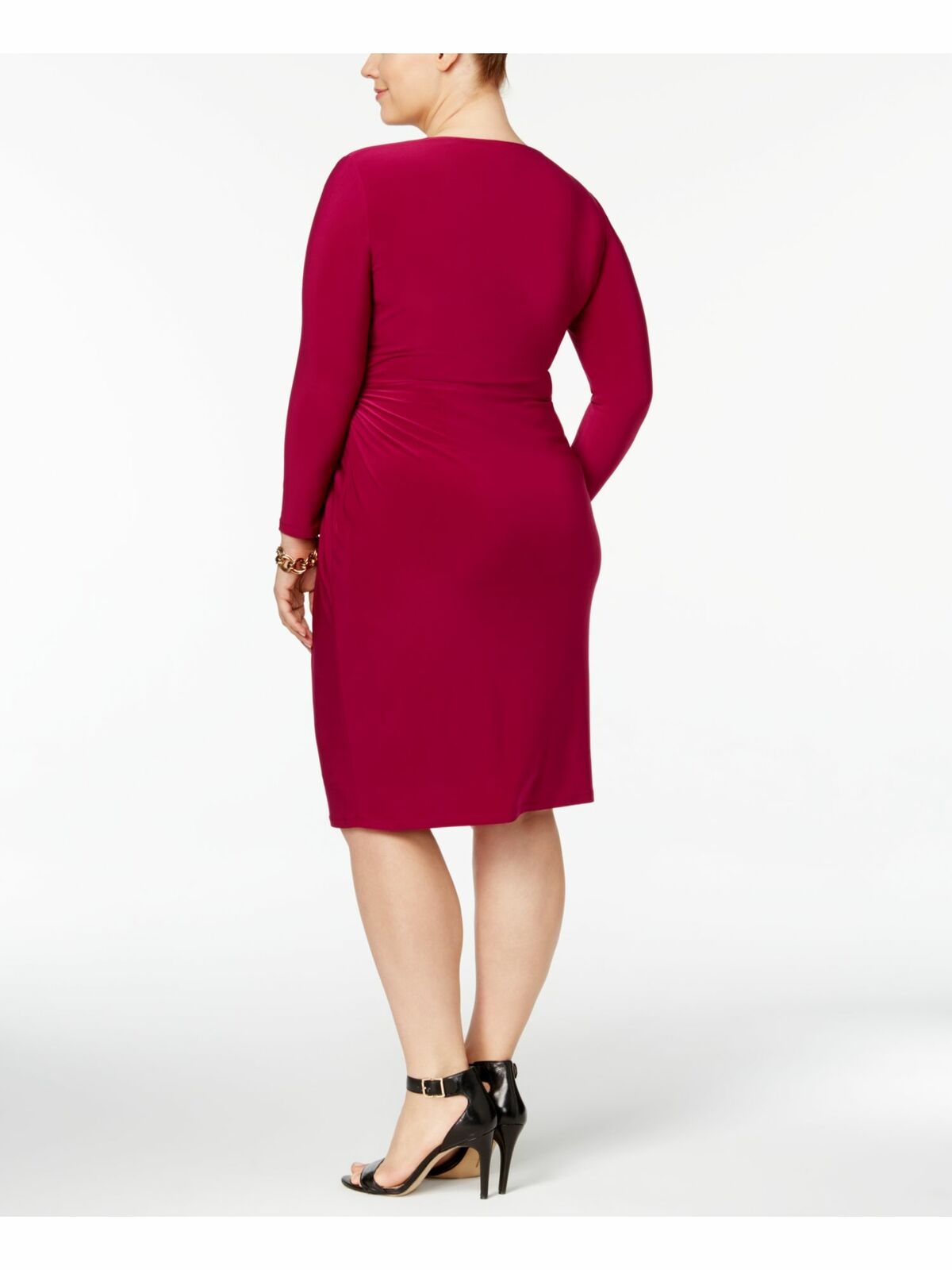 Anne Klein Women's Plus Size Long Sleeve Knee Length Wrap Dress Purple Size 2X