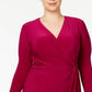 Anne Klein Women's Plus Size Long Sleeve Knee Length Wrap Dress Purple Size 2X