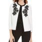 Kasper Women's Embroidered Flyaway Jacket Natural Size 14