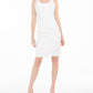 Kasper Women's Ribbed Metallic Sheath Dress Ivory Size 10