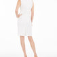 Kasper Women's Ribbed Metallic Sheath Dress Ivory Size 10