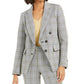 Bar III Women's Faux-Double-Breasted Plaid Blazer  Gray Size 0