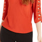 BCX Juniors' Lattice-Sleeve Wrap Top Burnt Orange Size Extra Small