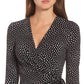 Anne Klein Women's Dot Grid Faux Wrap Top Black Size Medium