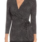 Anne Klein Women's Dot Grid Faux Wrap Top Black Size Medium