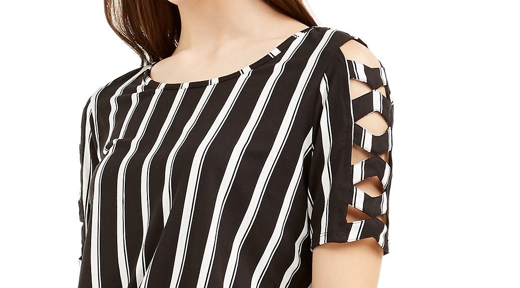 BCX Juniors' Striped Top Black Size Large
