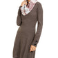 BCX Women's Striped Scarf & Sweater Dress Gray Size Small