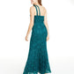 BCX Juniors' One-Shoulder Glitter Lace Gown  Bright Grn Size 15