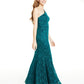 BCX Juniors' One-Shoulder Glitter Lace Gown Bright Grn Size 15