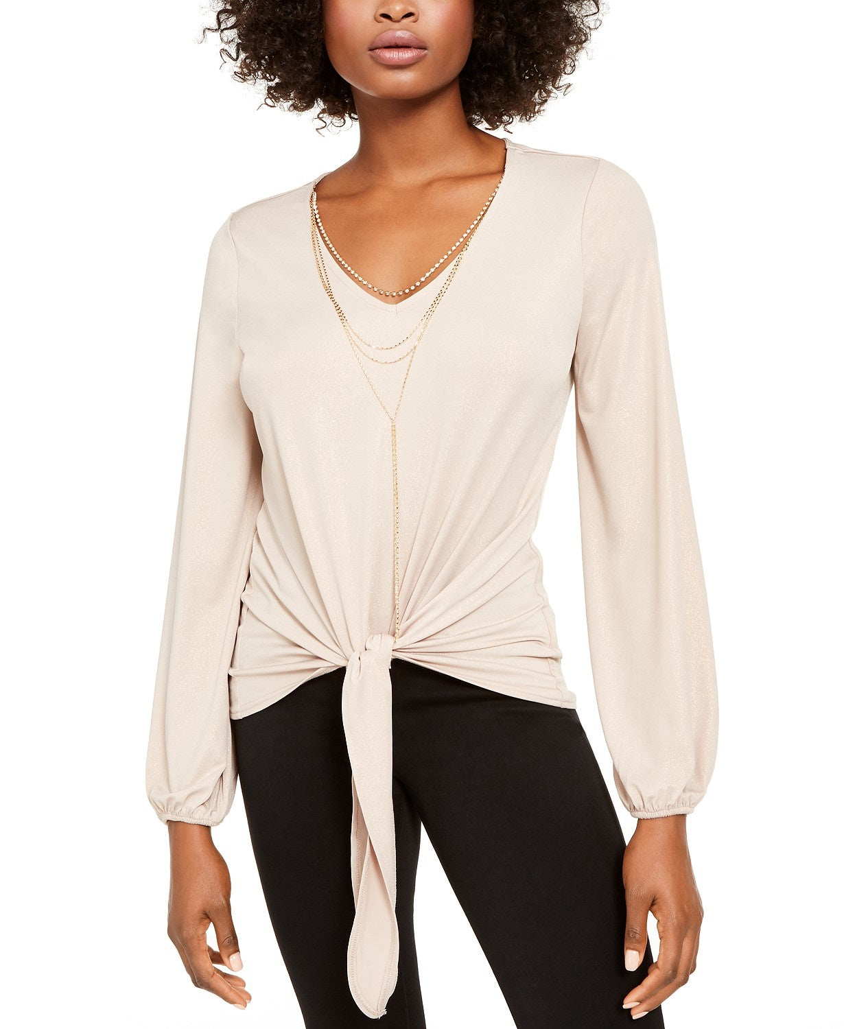 Thalia Sodi Women's Tie-Front Top Beige Size Extra Large
