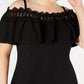 BCX Women's Plus Size Trendy Plus Size Off-The-Shoulder Crochet Dress Black Size XX Large