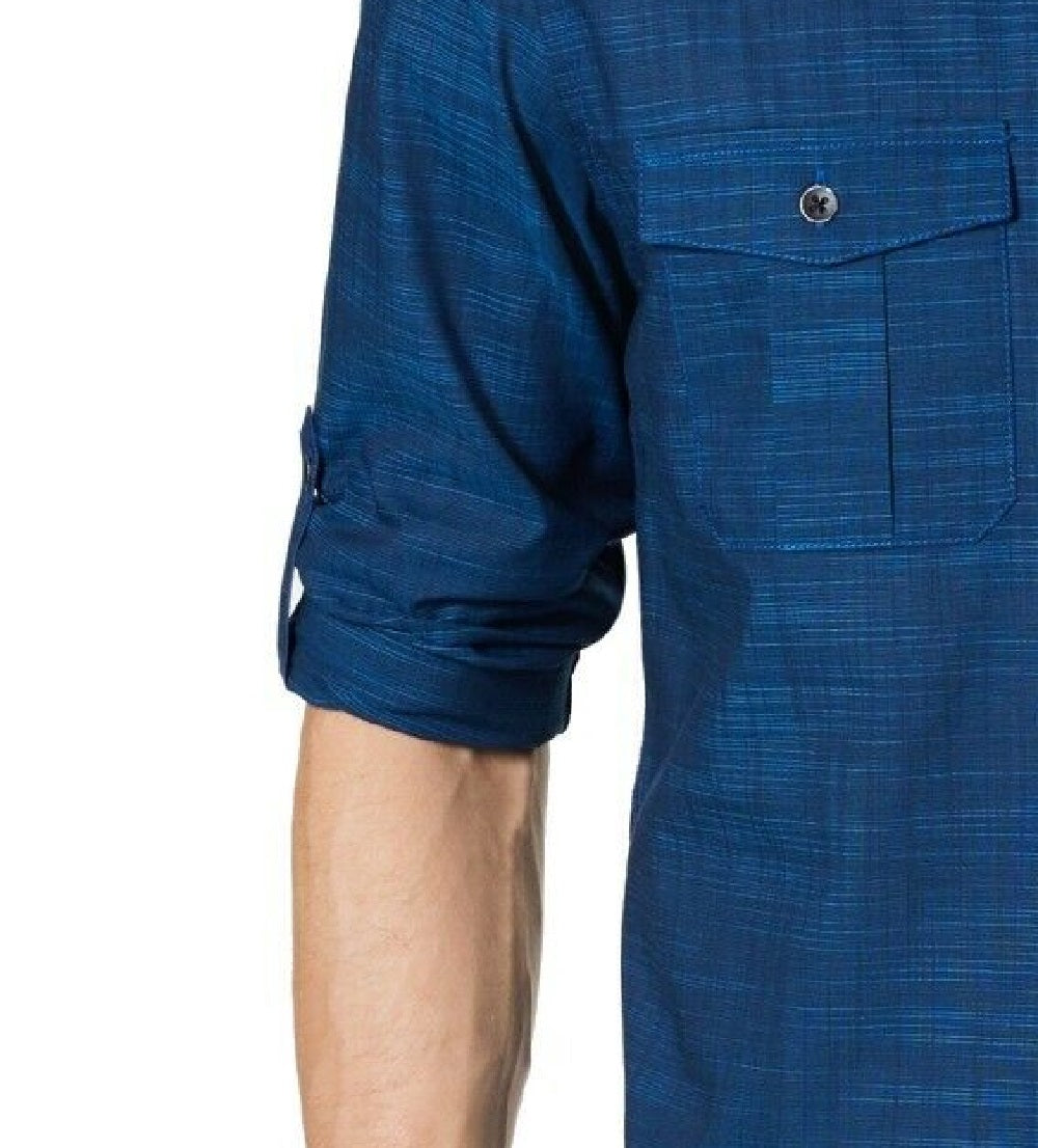 Alfani Men's Warren No Pocket Long Sleeve Shirt Blue Size Small