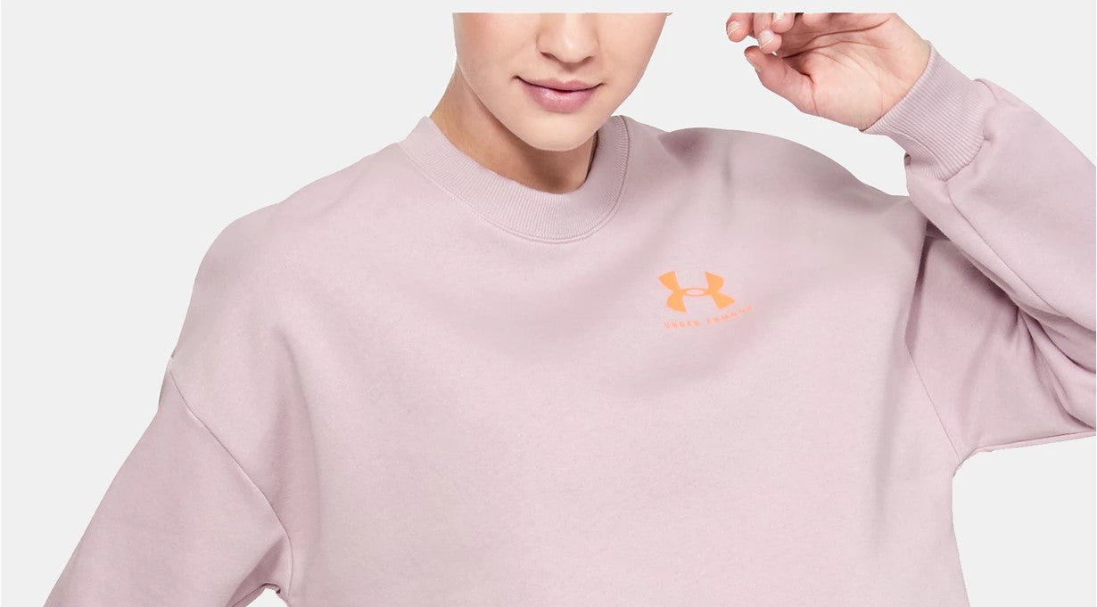 Under Armour Women's Rival Fleece Cropped Sweatshirt Pink Size Large