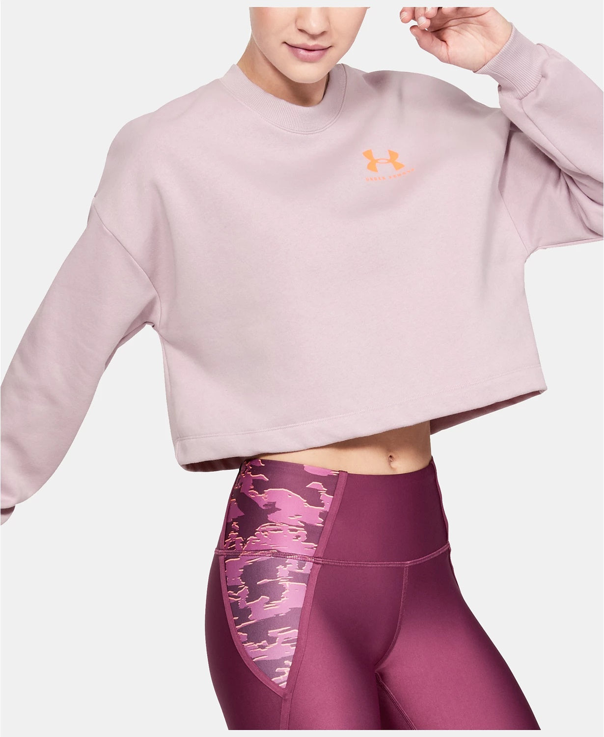 Under Armour Women's Rival Fleece Cropped Sweatshirt Pink Size Large